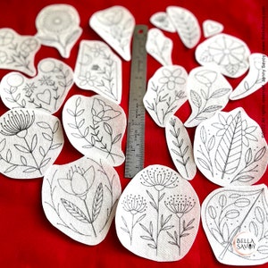 Floral Stick and Stitch Embroidery Pack of 18 | Stick and Stitch Embroidery for Beginners | Stick on Embroidery Pattern Transfer Patch bild 2