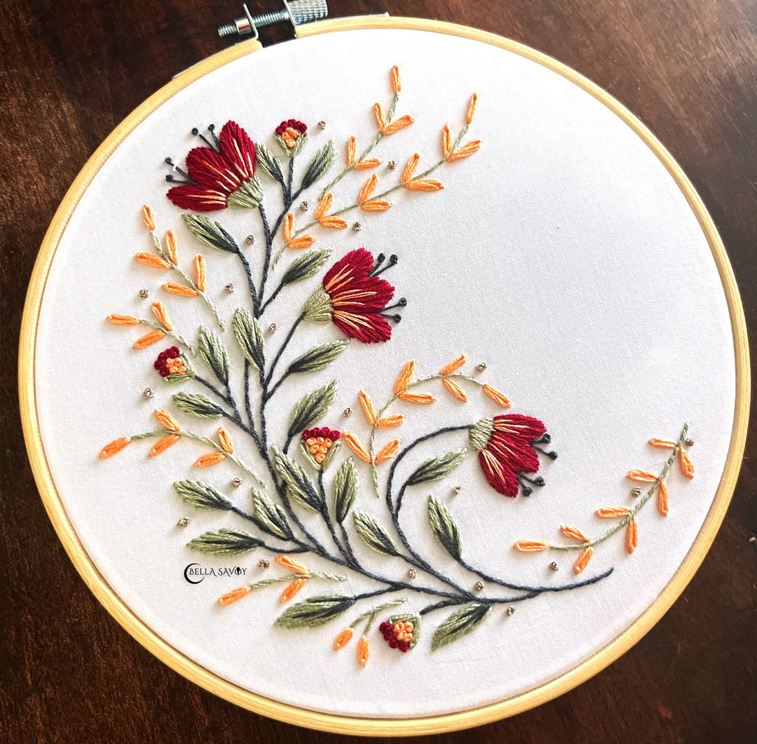 Modern Floral Embroidery Pattern PDF Flower Embroidery Hand Embroidery  Pattern Beginner Friendly Boho Embroidery Design Pdf 