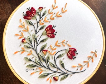 Modern Floral Embroidery Pattern PDF | Flower Embroidery | Hand Embroidery Pattern Beginner Friendly | Boho Embroidery Design pdf