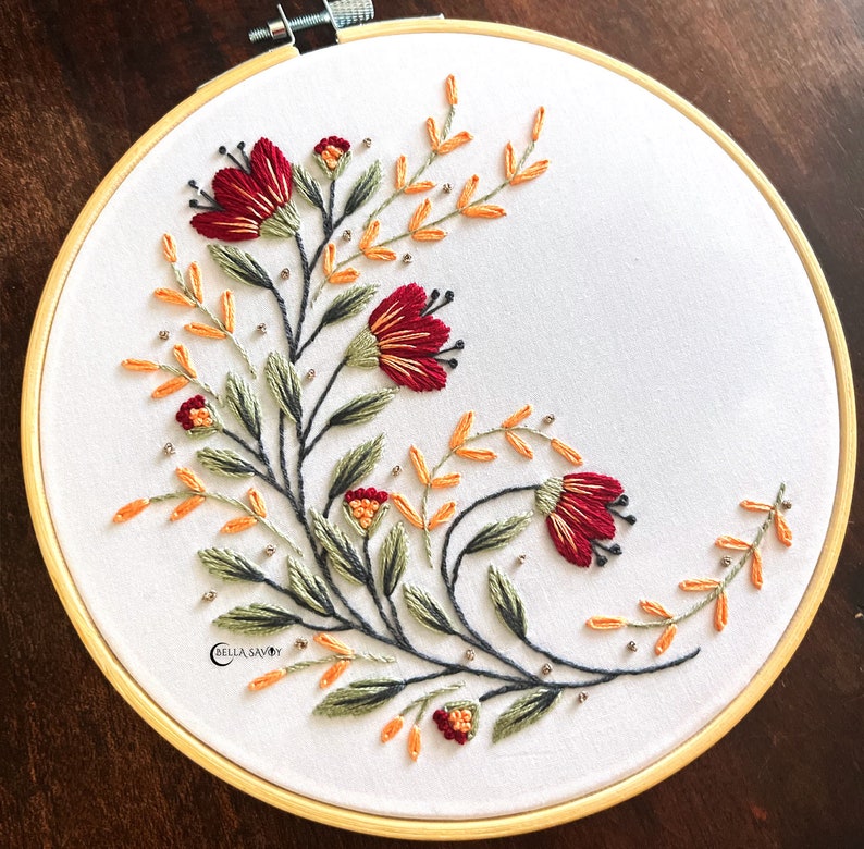 Modern Floral Embroidery Pattern PDF Flower Embroidery Hand Embroidery Pattern Beginner Friendly Boho Embroidery Design pdf image 1