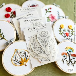 Floral Stick and Stitch Embroidery Pack of 18 | Stick and Stitch Embroidery for Beginners | Stick on Embroidery Pattern Transfer Patch bild 9