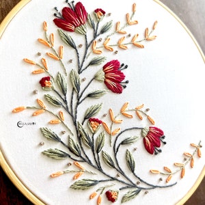 Modern Floral Embroidery Pattern PDF Flower Embroidery Hand Embroidery Pattern Beginner Friendly Boho Embroidery Design pdf image 6