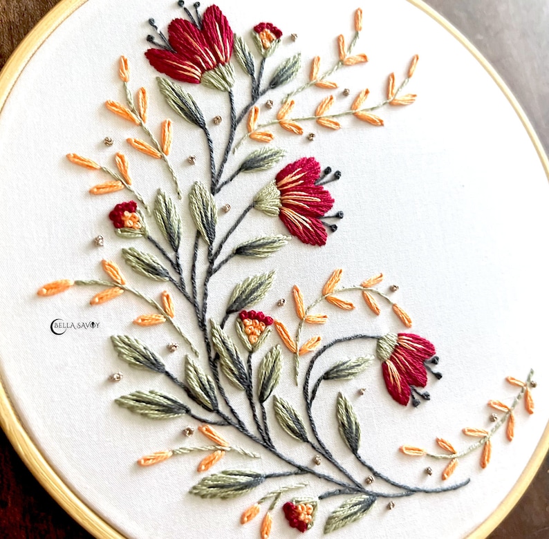 Modern Floral Embroidery Pattern PDF Flower Embroidery Hand Embroidery Pattern Beginner Friendly Boho Embroidery Design pdf image 6