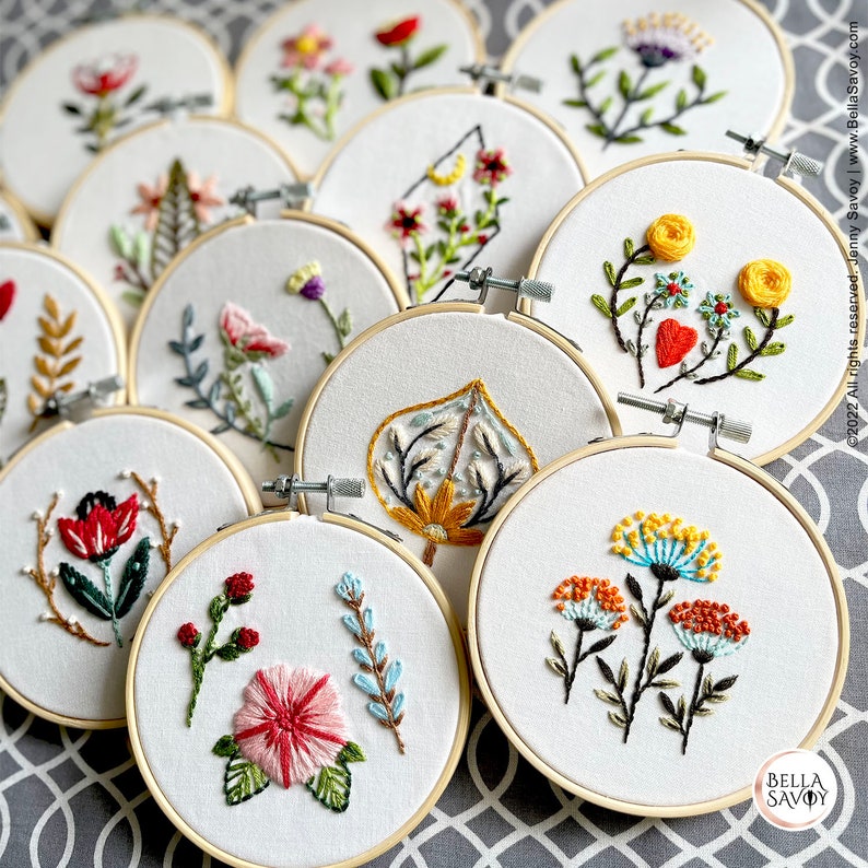 Floral Stick and Stitch Embroidery Pack of 18 | Stick and Stitch Embroidery for Beginners | Stick on Embroidery Pattern Transfer Patch bild 10