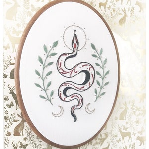 Snake Embroidery PDF Pattern | Snake and Moon Embroidery Pattern | Embroidery Design Digital Pattern | Wiccan Embroidery pdf | Witchy Things