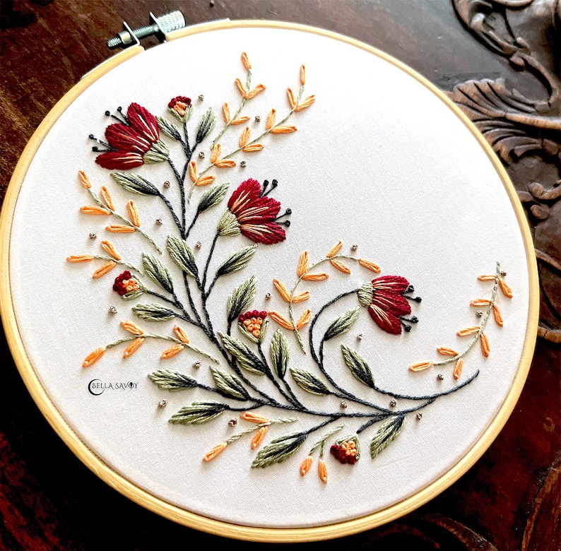 Modern Floral Embroidery Pattern PDF Flower Embroidery Hand Embroidery Pattern Beginner Friendly Boho Embroidery Design pdf image 8