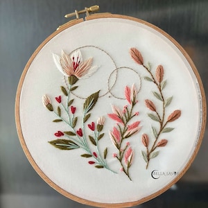 Boho Modern Floral Embroidery Pattern PDF | Flower Embroidery | Hand Embroidery Pattern Beginner Friendly | Boho Embroidery Design pdf