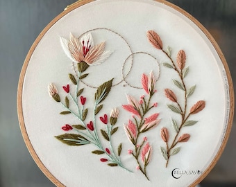 Boho Modern Floral Embroidery Pattern PDF | Flower Embroidery | Hand Embroidery Pattern Beginner Friendly | Boho Embroidery Design pdf