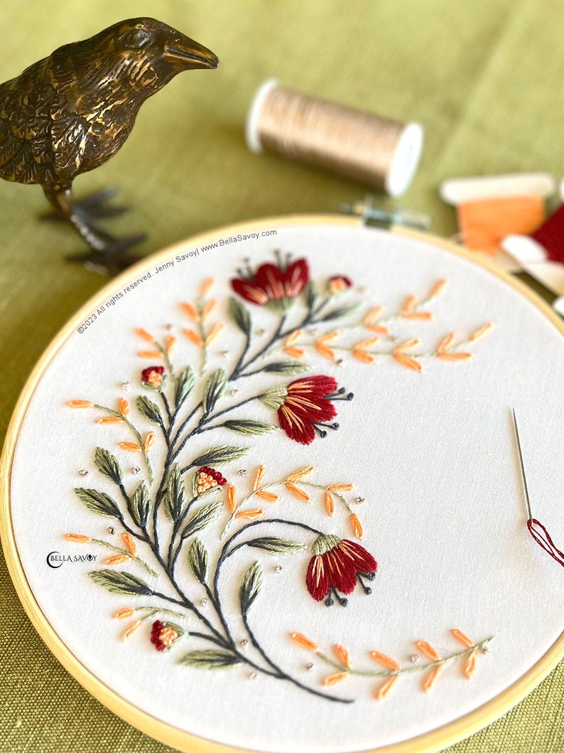 Modern Floral Embroidery Pattern PDF Flower Embroidery Hand Embroidery Pattern Beginner Friendly Boho Embroidery Design pdf image 7