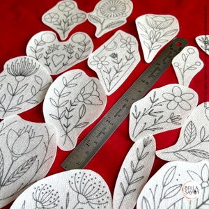 Floral Stick and Stitch Embroidery Pack of 18 | Stick and Stitch Embroidery for Beginners | Stick on Embroidery Pattern Transfer Patch bild 4