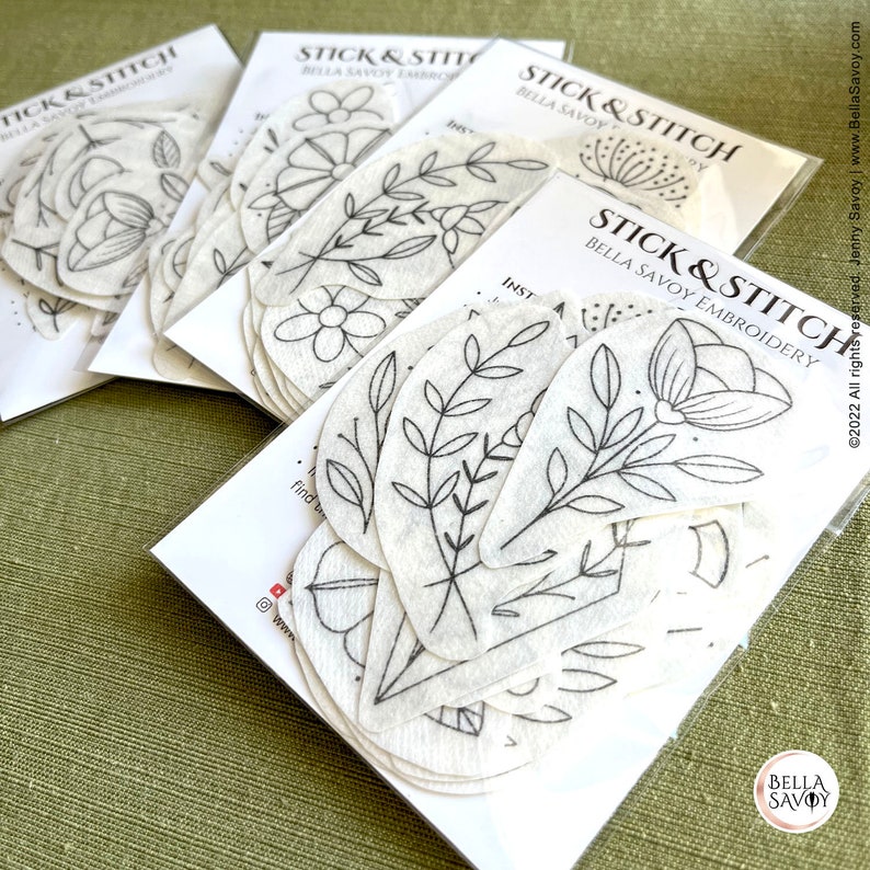 Floral Stick and Stitch Embroidery Pack of 18 | Stick and Stitch Embroidery for Beginners | Stick on Embroidery Pattern Transfer Patch bild 8