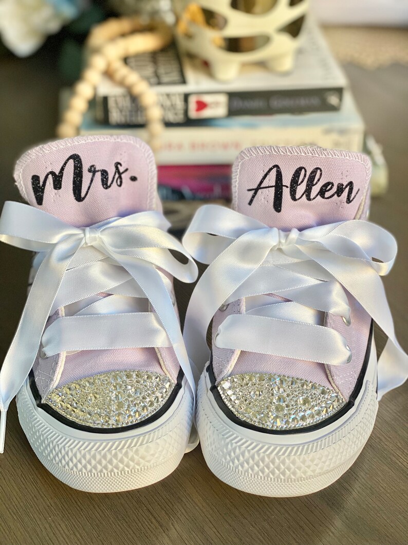 Bride Converse Shoes/ Wedding Converse /Custom Wedding Shoes/ Bridesmaids Shoes/Wedding Gifts/ Gifts For Her/Low top Converse/RHINESTONES