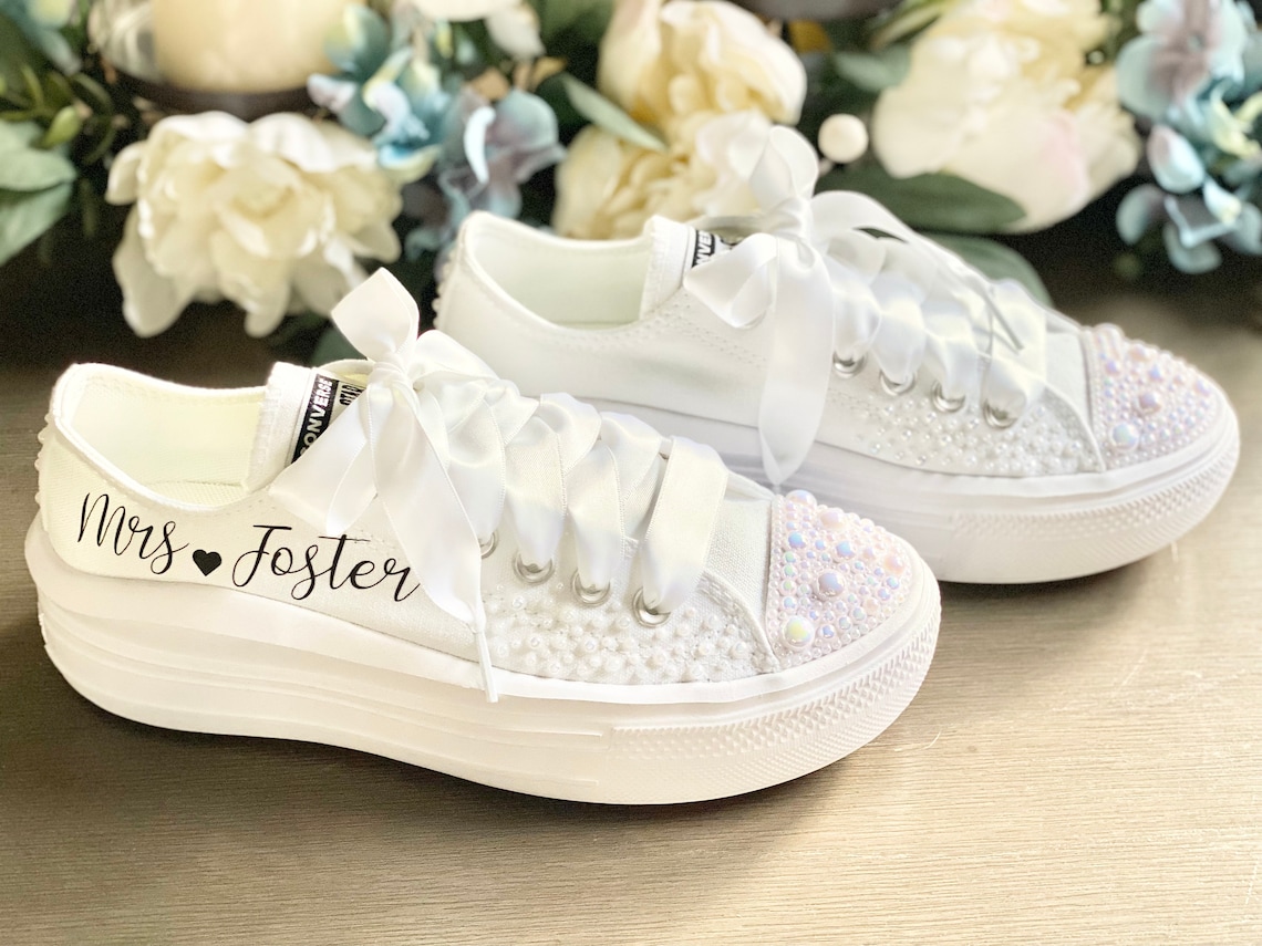 Bride Converse Platform/ Bridal Shoes/Custom Wedding image 1