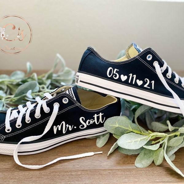 Groom Converse Shoes/Men Shoes/Converse Shoes/Custom Wedding Shoes/Personalized Wedding Shoes/Groom Sneakers/Personalized GroomShoes.