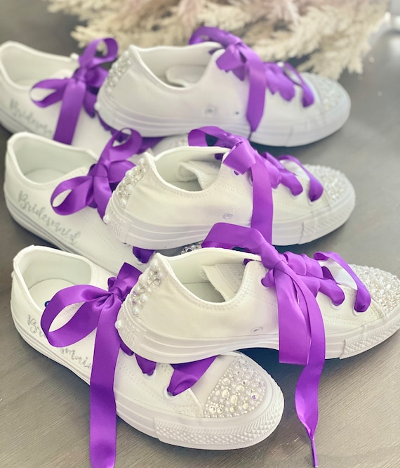 Bridesmaids Converse Custom Wedding Shoes Wedding Gifts Bridal Sneakers Wedding Trainers Gifts Ideas Bridesmaids gifts Rhinestones Pearls