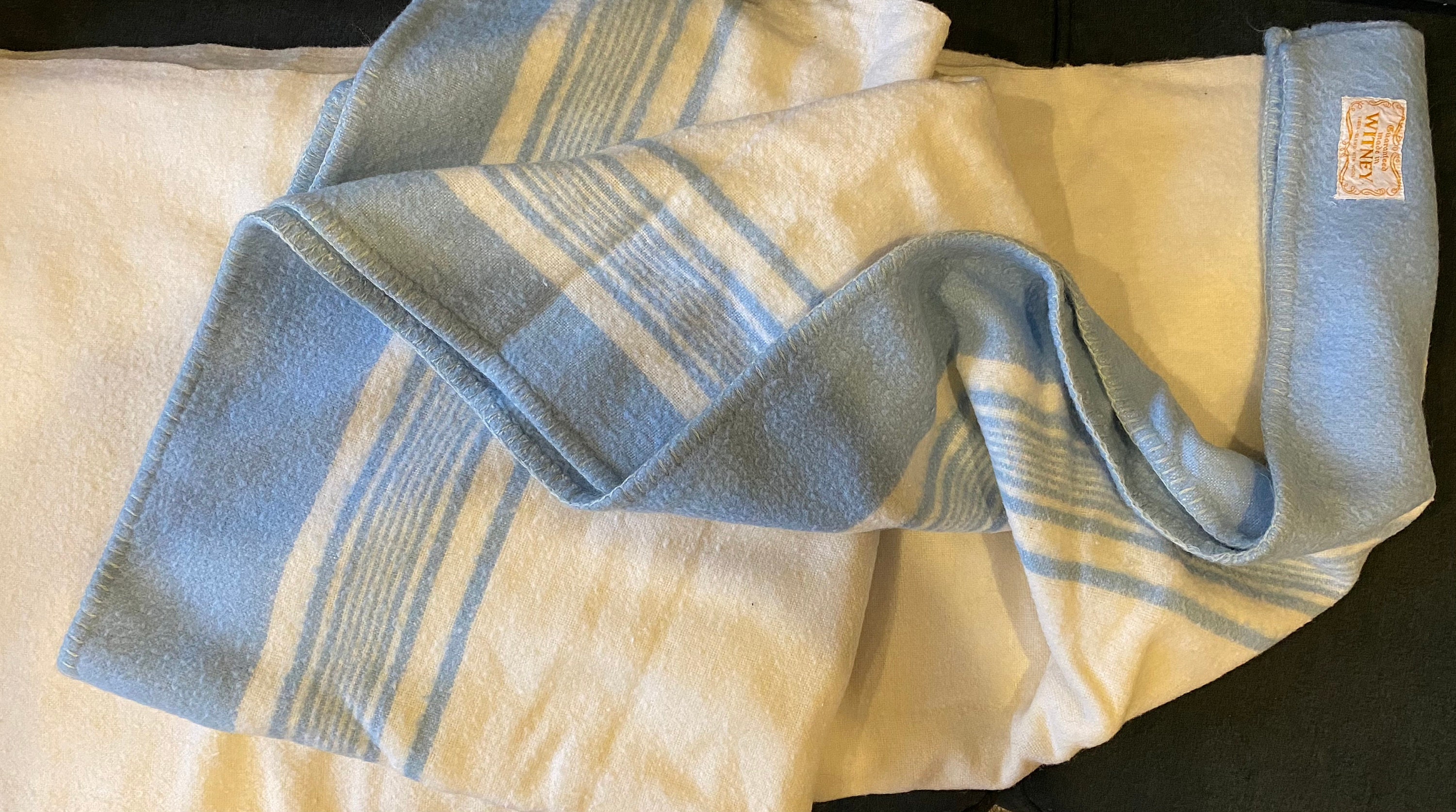 Huge Vintage Witney Wool Blend Blanket Throw White with Baby Etsy