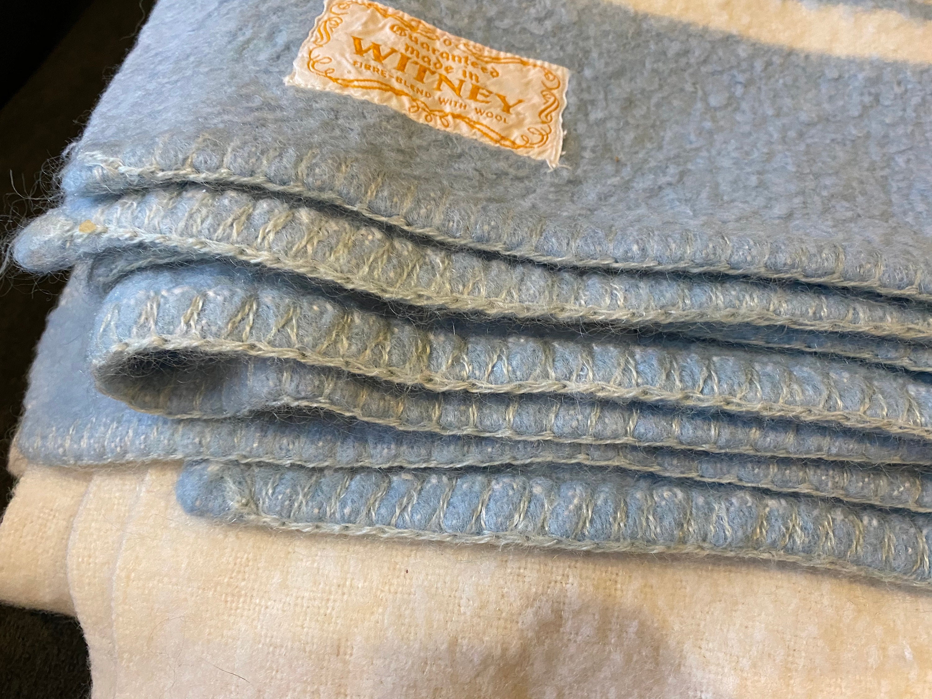 Huge Vintage Witney Wool Blend Blanket Throw White with Baby Etsy