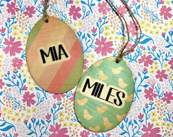 Easter basket egg name tag, custom personalized tags, easter eggs, name plates, kid gift tags,