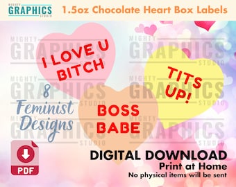 Galentine Chocolate heart Labels for RS Candy boxes ladies night gifts for girls night out single anti funny valentines for girlfriends