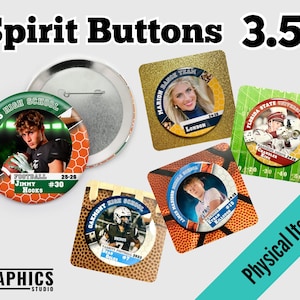 Custom Sports Spirit Button 3.5" large brag homecoming team photo dance mom personalized photo badge cheer squad game day football brag pin