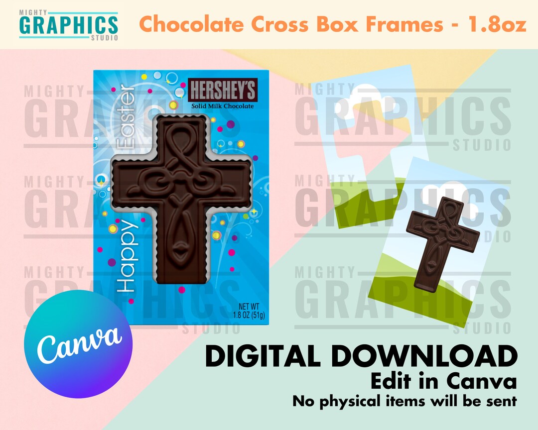 Chocolate Cross Label Template for 1.8oz HC Editable Treat Box Canva ...