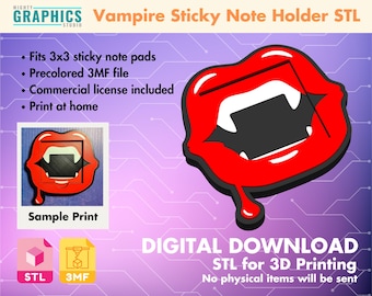 Sticky note holder vampire stl for 3d printing file halloween