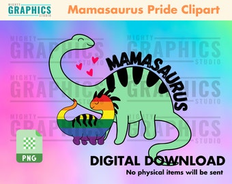 Mamasaurus Pride Clipart, drapeau de la fierté gaie, fière maman, dinosaure, lgbtq,