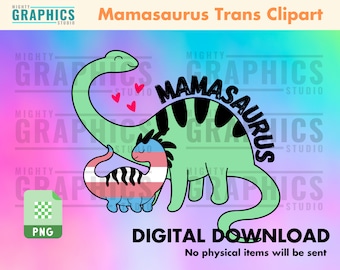 Mamasaurus Trans Clipart, dinosaure lgbtq, drapeau de la fierté, fière maman, drapeau transgenre, allié