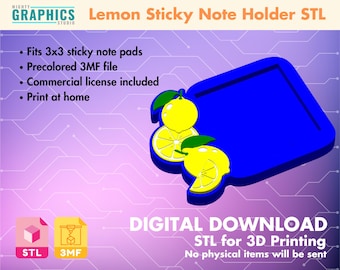 Sticky note holder lemon stl for 3d printing file