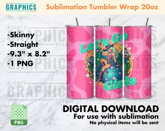 Pink cow print disco cowgirl Tumbler Wrap for skinny tumbler neon cactus moon succulents let's go girls country sparkly pink design