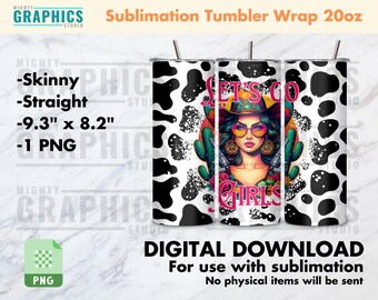 Cowgirl Cowprint Tumbler Wrap for Skinny Tumbler southwestern cactus country bachelorette bohemian cowgirl turquoise western vibe