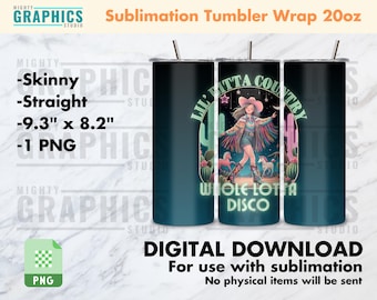 Teal ombre disco cowgirl Tumbler Wrap for Skinny Tumbler neon moon cactus succulents hippy bohemian country western vapor wave vibe