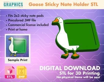 Sticky note holder porch goose stl for 3d printing file