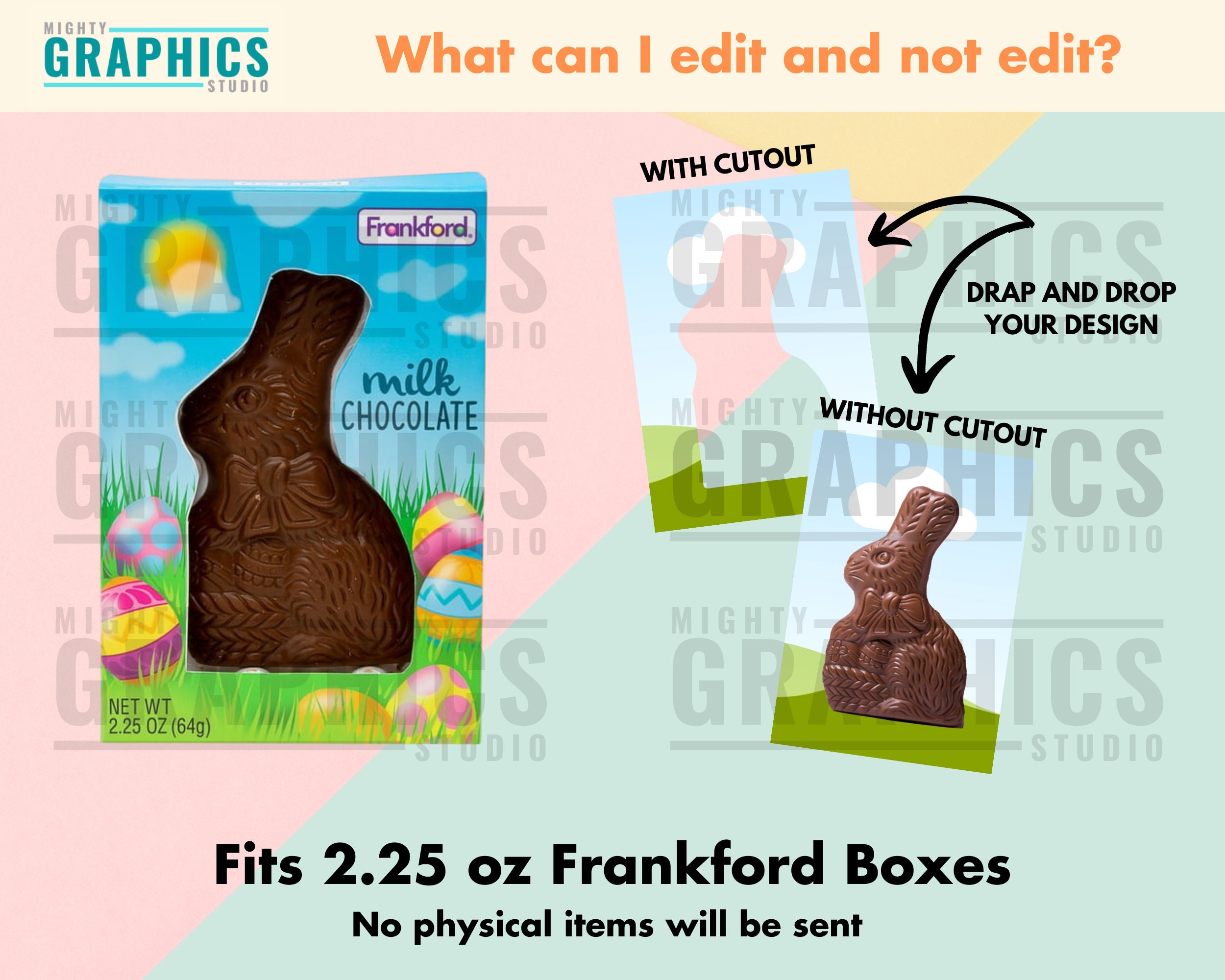 2.25oz Chocolate Bunny Box Template, Canva Frame, Easter Candy, Gift ...