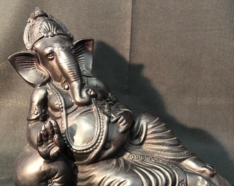 Ganesh sleeping, wood statue/resin Ganesha Indian crafts