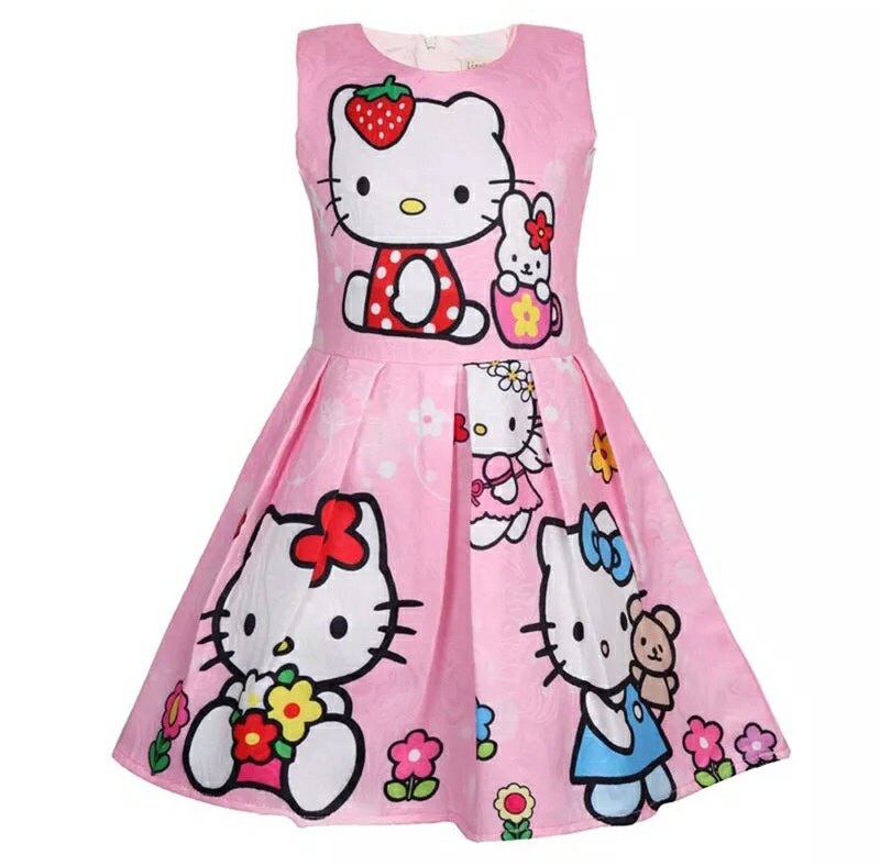 Hello Kitty Girls Dress Kawaii Dress Cat Dress Pink Dress Etsy