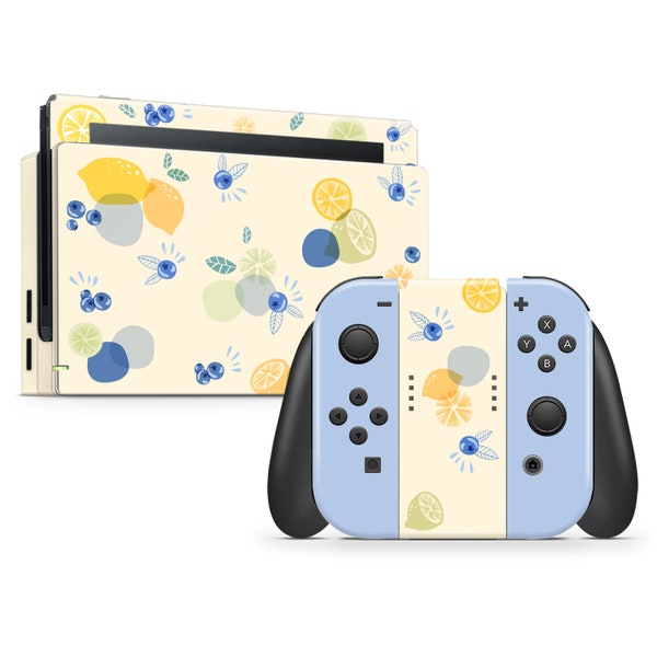 Citrus blueberry lemon minimalism style Vinyl Skin 3M Premium Vinyl Full Wrap For Nintendo Switch/Oled