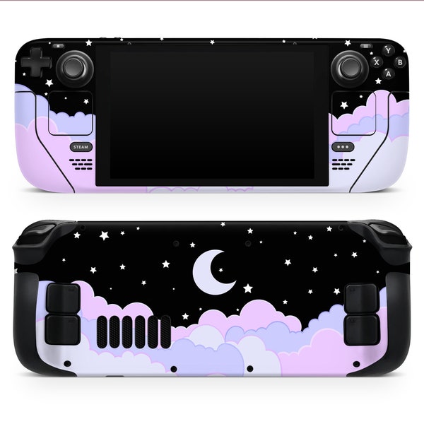 Nighty starry lunar Sky Lavender Purple Clouds Printed vinyl skin For Steam Deck made with 3M premium wrapping vinyl
