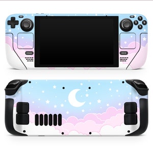 Starry Sky Pastel Pink Blue lunar stars Printed vinyl skin For Steam Deck made with 3M premium wrapping vinyl