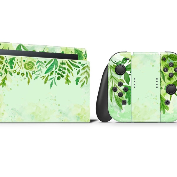 Olive Leaves Watercolor Paint Art 3M Premium Wrapping Vinyl Full Wrap For Nintendo Switch