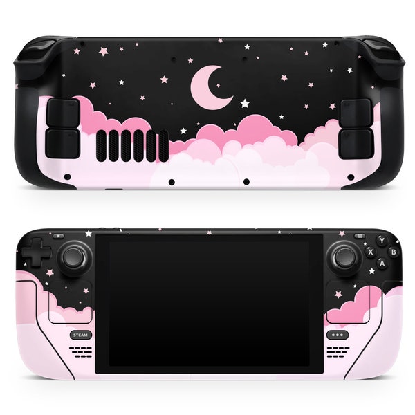 Nighty starry lunar Sky pink clouds stars Printed vinyl skin For Steam Deck made with 3M premium wrapping vinyl