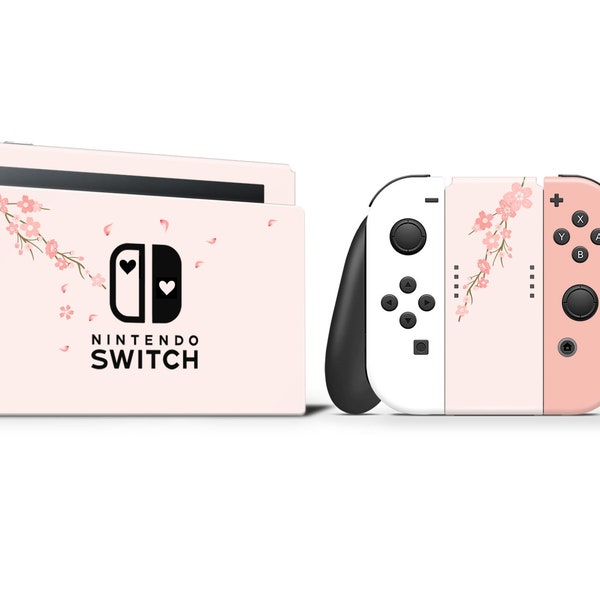 Cherry Blossom Pastel Light Red and White Wrapping Skin 3M Premium Wrapping Vinyl Full Wrap For Nintendo Switch