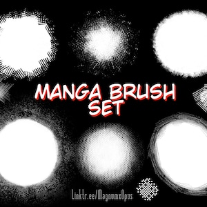 PROCREATE Manga Pinsel Set | 11 verschiedene Pinsel | Comic Halbton | Luftblasen | Schraffurmuster | Hintergrundtexturen | Procreate Comic Set