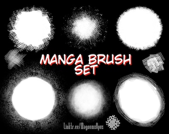 PROCREATE Manga Brush Set | 11 Different Brushes | Comic Halftone | Bubbles | Hatch Patterns | Background Textures | Procreate Comic Set