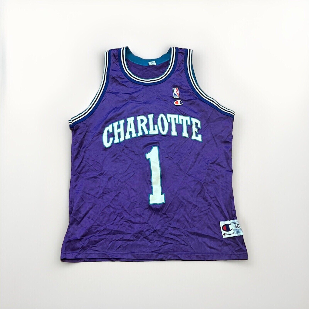 Vintage 90s Champion Muggsy Bogues Charlotte Hornets Jersey - Etsy