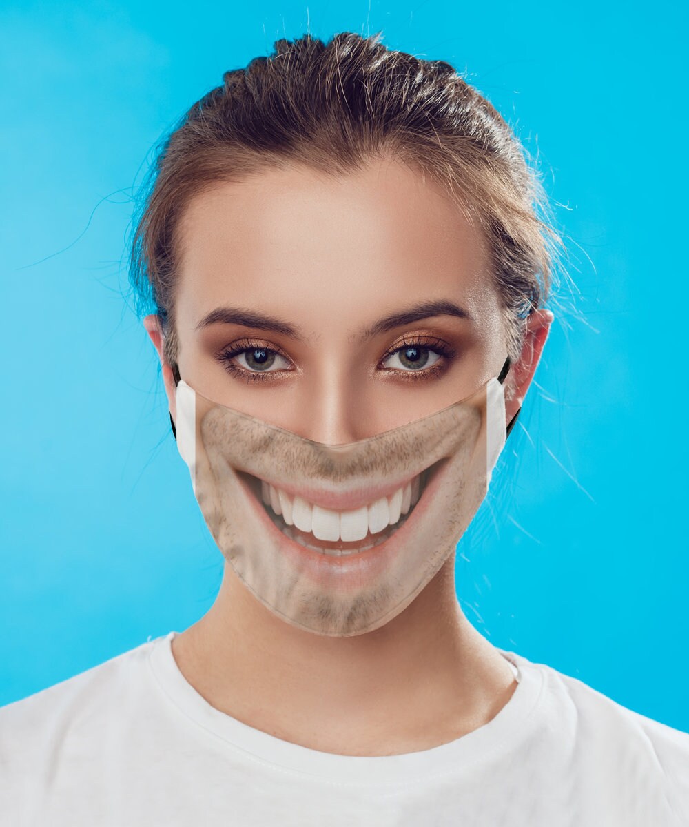 Buff face mask men smile face mask funny mask for men teeth Etsy