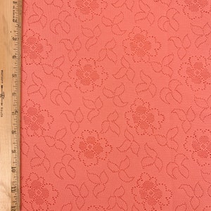 Vintage Knit Fabric Floral Semi-sheer Knit Stretch Cutout  2 yds + 34&quot; x 44&quot; Tangerine Orange Sewing Material