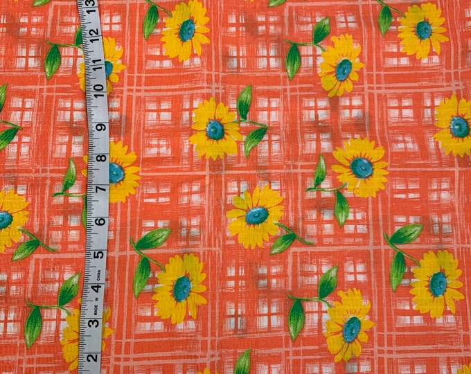 Vintage General Fabrics Company Bright Orange Plaid Yellow Etsy
