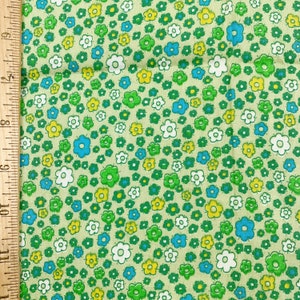 True Vintage Fabric Mod MCM Floral Flower BTY 1 yd x 37" Green Blue Yellow White Sewing Material