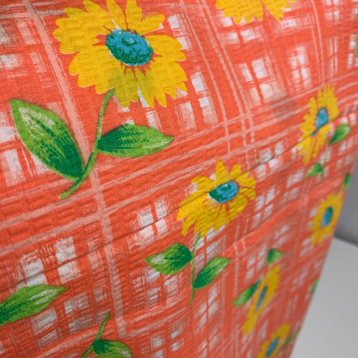 Vintage General Fabrics Company Bright Orange Plaid Yellow Etsy